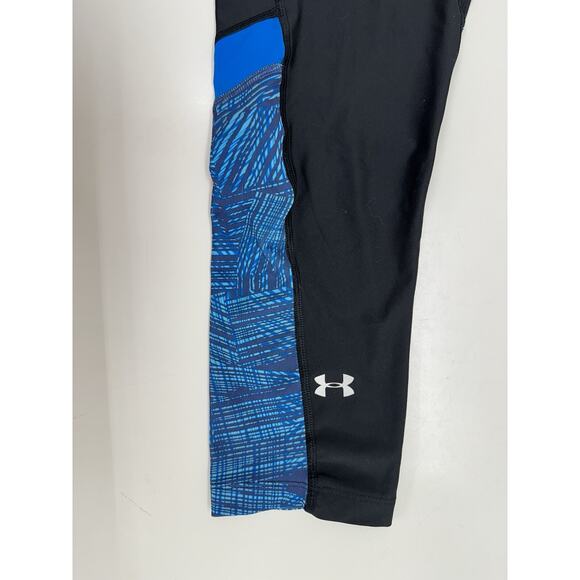 Under Armour Womens Capris Size Small Black Blue Compression Legging Heatgear - Picture 2 of 9
